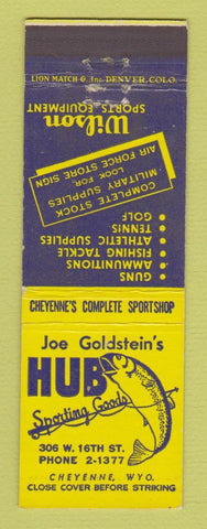 Matchbook Cover - Joe Goldstein's Hub Sporting Goods Guns Cheyenne WY