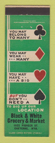Matchbook Cover - Black and White Grocery Market Cheyenne WY
