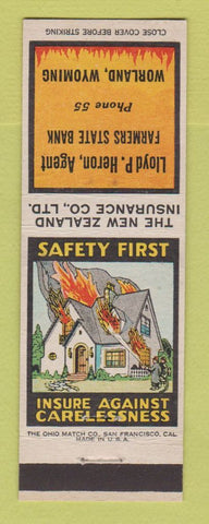 Matchbook Cover - Lloyd Heron Insurance Farmers State Bank Worland WY