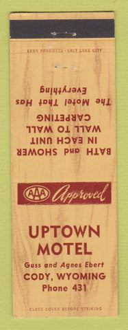 Matchbook Cover - Uptown Motel Cody wY