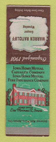 Matchbook Cover - Iowa Home Mutual Insurance Warren Ratcliff Casper WY