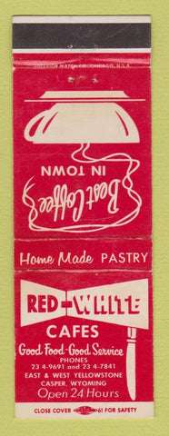 Matchbook Cover - Red White Cafes Casper WY