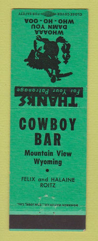Matchbook Cover - Cowboy Bar Mountain View WY