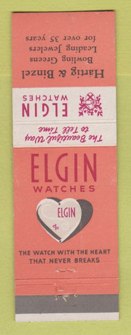 Matchbook Cover - Elgin Watches Hartig Binzel Bowling Green OH? KY?