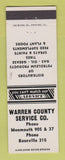 Matchbook Cover - Warren County Service oil gas Monmouth Roseville IL