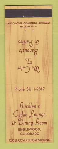 Matchbook Cover - Bucklen's Cedar Lounge Dining Room Englewood Colorado