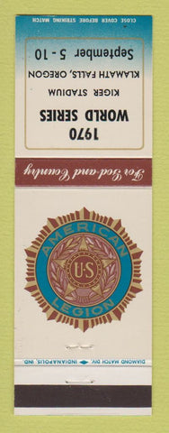 Matchbook Cover - American Legion 1970 World Series Klamath Falls OR baseball