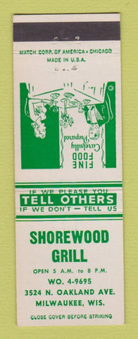 Matchbook Cover - Shorewood Grill Milwaukee WI