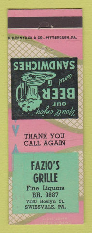 Matchbook Cover - Fazio's Grille Swissvale PA