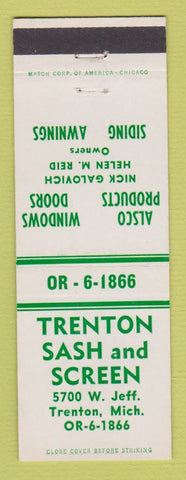 Matchbook Cover - Trenton Sash and Screen Trenton MI