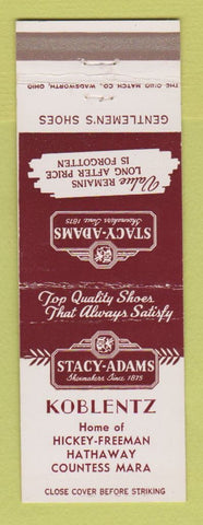 Matchbook Cover - Stacy Adams Men's Shoes Koblentz