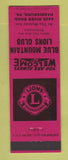 Matchbook Cover - Blue Mountain Lions Club Harrisburg PA RED