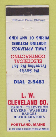 Matchbook Cover - LW Cleveland Radio TV Portland ME