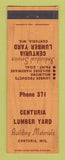 Matchbook Cover - Centuria Lumber Yard WI