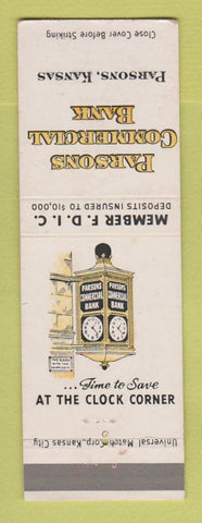 Matchbook Cover - Parsons Commercial Bank Parson KS