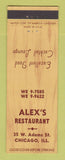 Matchbook Cover - Alex's Restaurant Chicago IL