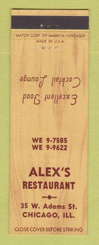 Matchbook Cover - Alex's Restaurant Chicago IL