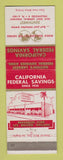 Matchbook Cover - California Federal Savings Inglewood CA