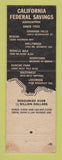 Matchbook Cover - California Federal Savings Inglewood CA