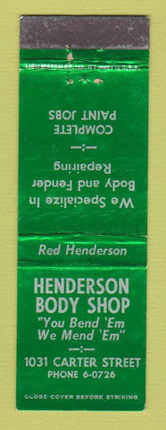 Matchbook Cover - Henderson Auto Body  Chattanooga TN WEAr