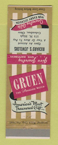 Matchbook Cover - Gruen Watches Richard's Jewelry Columbus OH