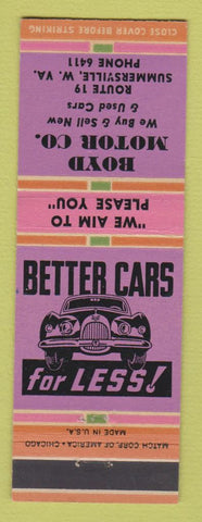 Matchbook Cover - Boyd Motors cars Summersville WV