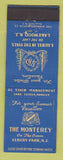 Matchbook Cover - The Monterey Hotel Asbury Park Laurel in the Pines Lakewood