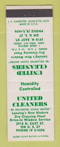Matchbook Cover - United Cleaners Lansing MI