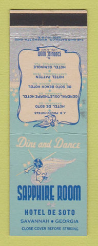 Matchbook Cover - Hotel De Soto Savannah GA Sapphire Room