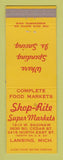 Matchbook Cover - Shop Rite Super Markets Grocery Lansing MI WEAR