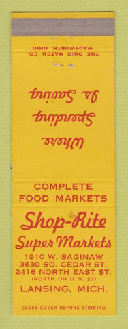Matchbook Cover - Shop Rite Super Markets Grocery Lansing MI WEAR
