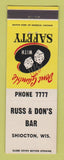 Matchbook Cover - Russ & Don's Bar Shiocton WI