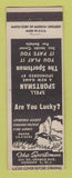 Matchbook Cover - The Sportsman Newark NJ sporting goods guns fishing tackle