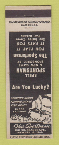 Matchbook Cover - The Sportsman Newark NJ sporting goods guns fishing tackle