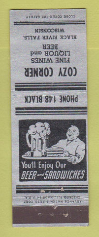 Matchbook Cover - Cozy Corner Black River Falls WI ADVANCE