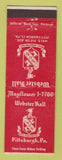 Matchbook Cover - Webster Hall Pittsburgh PA