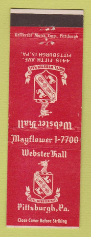 Matchbook Cover - Webster Hall Pittsburgh PA