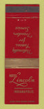 Matchbook Cover - Hotel Lincoln Indianapolis IN