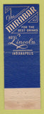 Matchbook Cover - Hotel Lincoln Indianapolis IN