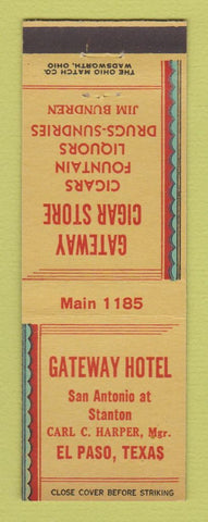 Matchbook Cover - Gateway Hotel El Paso TX Cigar Store