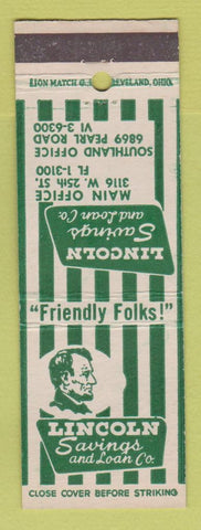 Matchbook Cover - Lincoln Savings and Loan Cleveland OH Abraham