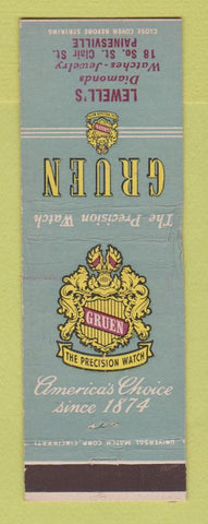Matchbook Cover - Gruen Watches Lewell's Painesville OH WORN