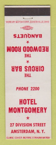 Matchbook Cover - Hotel Montgomery Amsterdam NY Circus Bar