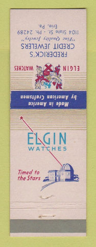 Matchbook Cover - Elgin Watches Frederick's Jewelry Erie PA