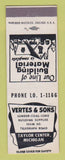 Matchbook Cover - Vertes and Sons Lumber Coal Coke Taylor Center MI