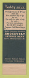 Matchbook Cover - Roosevelt Savings Bank Brooklyn NY