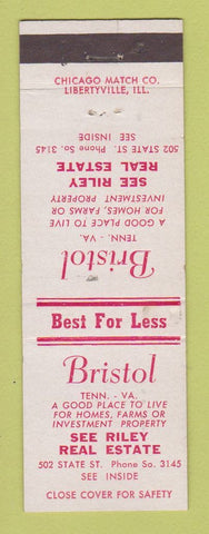 Matchbook Cover - Bristol TN VA Riley Real Estate
