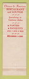 Matchbook Cover - Oriental Terrace Restaurant Maple Heights OH