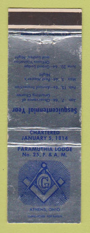 Matchbook Cover - Paramuthia Lodge Athens OH Sesquicentennial 1964 WEAR