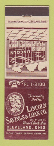 Matchbook Cover - Lincoln Savings and Loan Cleveland OH Abraham